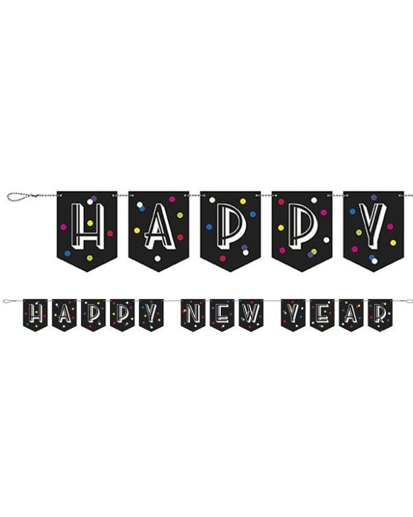 Happy New Year Neon Dots Banner - 2.4m