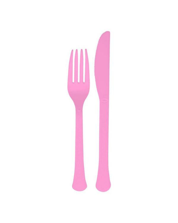 Bright Pink Reusable Plastic Cutlery Set (24pk)