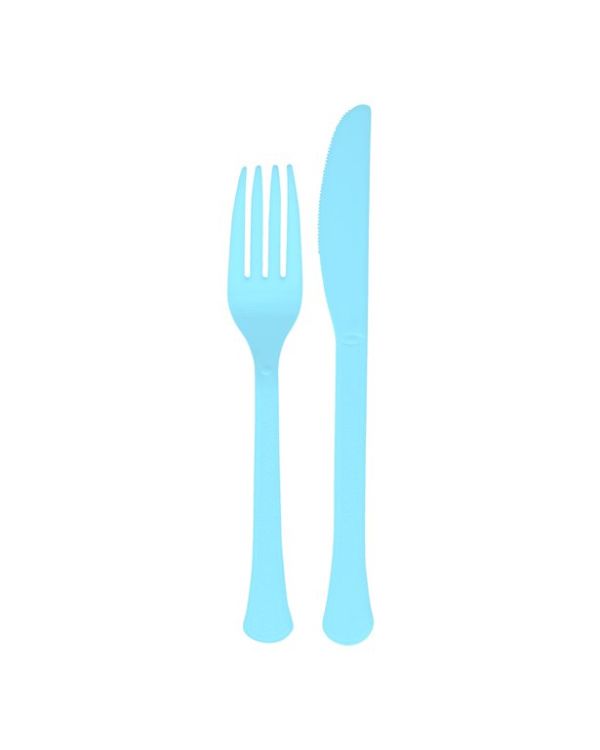 Turquiose Reusable Plastic Cutlery Set (24pk)