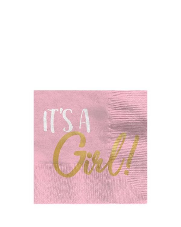 Oh Baby &#039;It&#039;s a Girl&#039; - Beverage Napkins - 25cm (16pk)