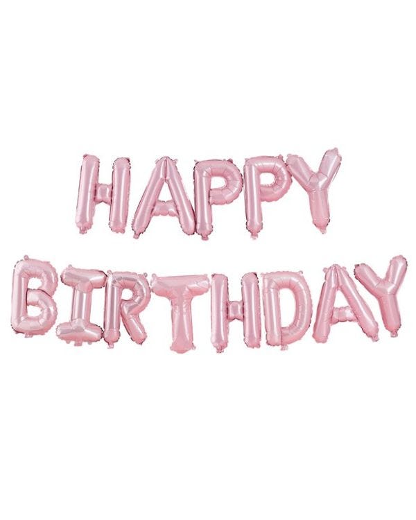 Pastel Pink &#039;Happy Birthday&#039; Balloon Bunting - 4m