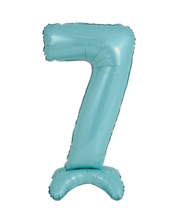 Number 7 Standing Pastel Blue Balloon - 25&quot; Foil