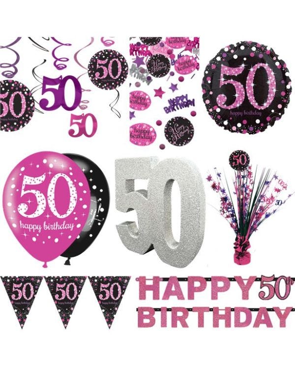 50th Pink Celebration Decorating Kit - Premium