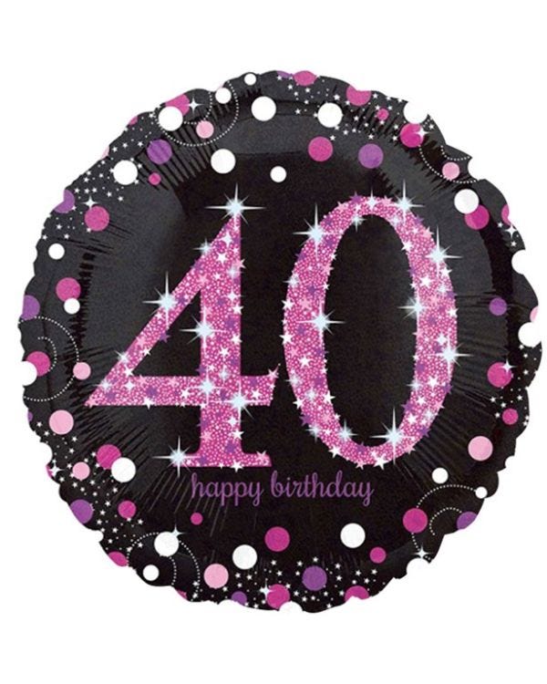 Happy 40th Birthday Pink Holographic Foil Balloon - 18&quot;
