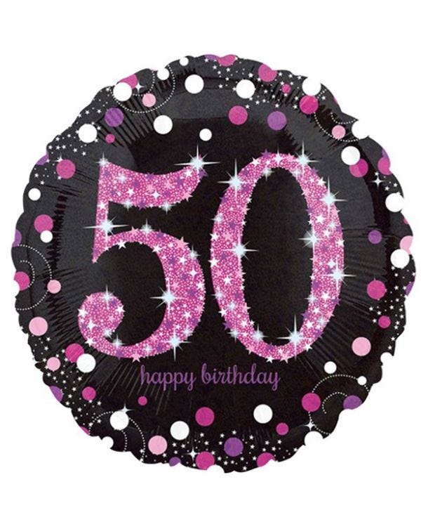 Happy 50th Birthday Pink Holographic Foil Balloon - 18&quot;