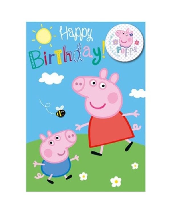 Peppa Pig Happy Birthday Card &amp; Badge