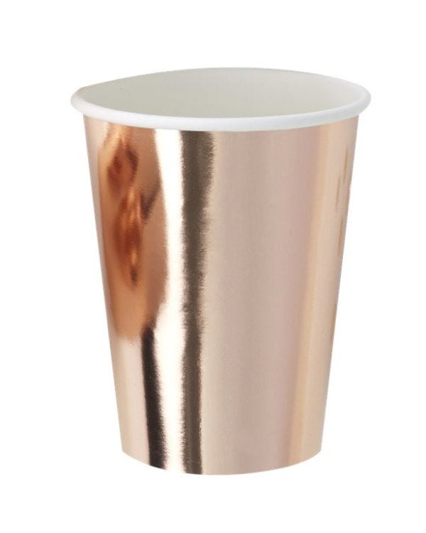 Pick &amp; Mix Rose Gold Foiled Paper Cups - 255ml (8pk)