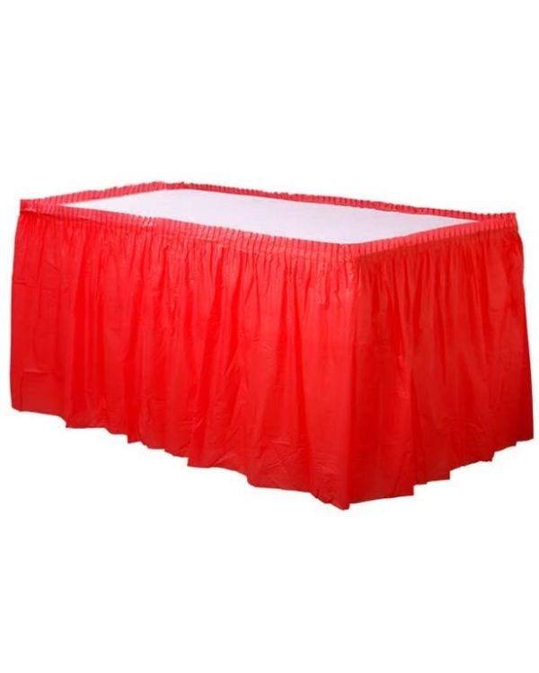 Red Plastic Table Skirt - 73cm x 4.2m