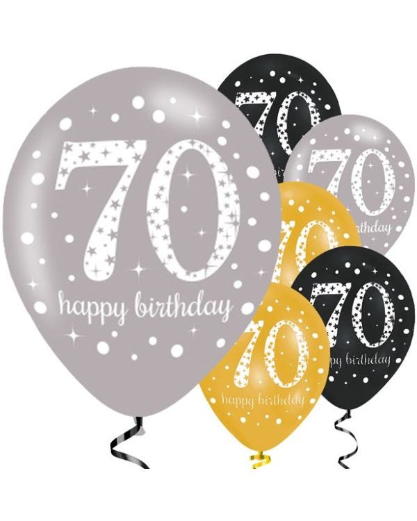 Sparkling Celebration 70th Birthday Balloons - 11&quot; Latex (6pk)