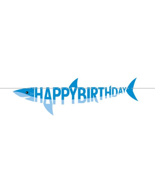 Shark Party &#039;Happy Birthday&#039; Ribbon Banner - 1.7m