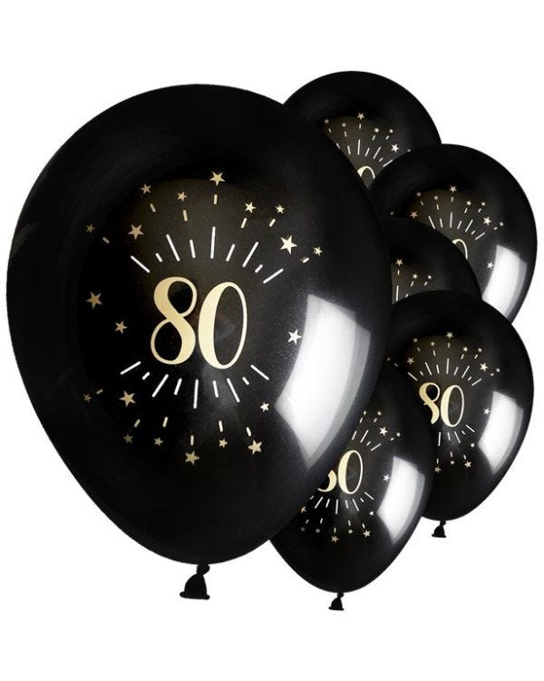 Sparkling Gold 80th Balloon - 11&quot; Latex (6pk)