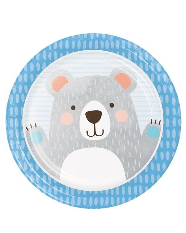 Birthday Bear Paper Plates - 22cm (8pk)