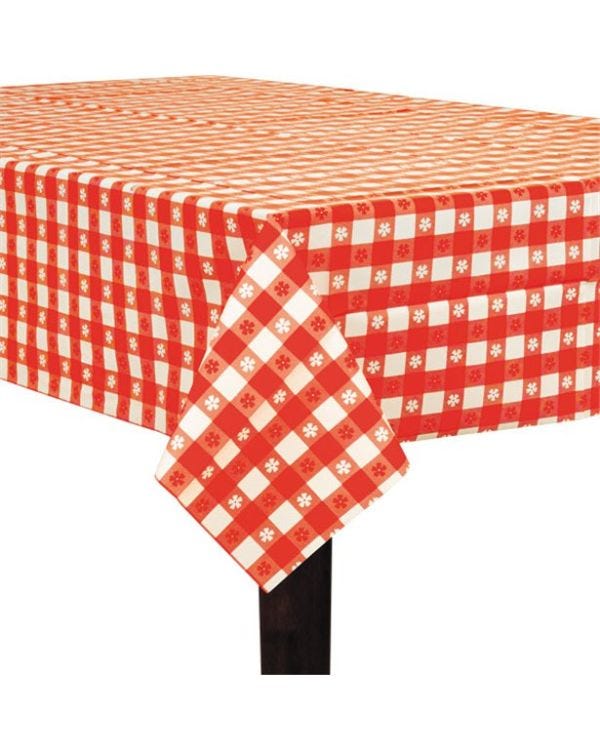 Gingham Plastic Tablecover - 2.74m x 1.37m