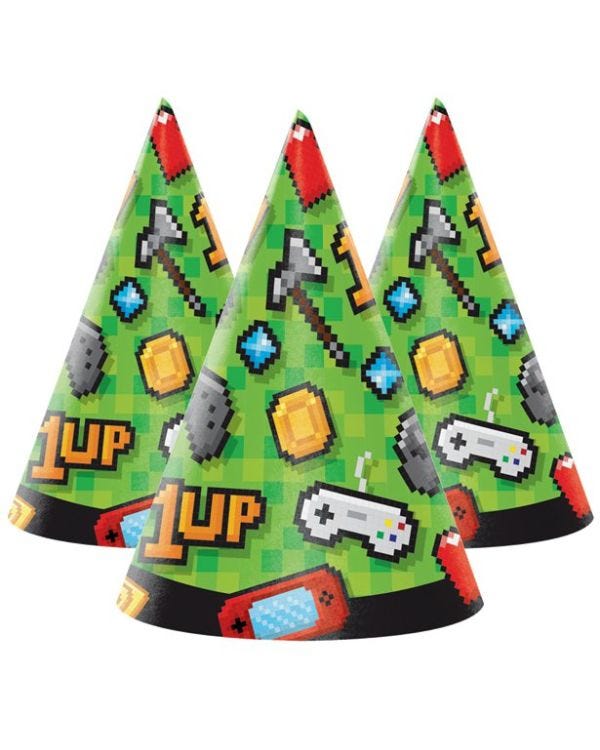 Game On Paper Party Hats (8pk)