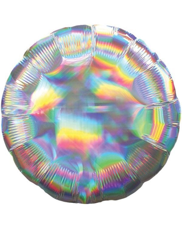 Silver Iridescent Circle Balloon - 18&quot; Foil