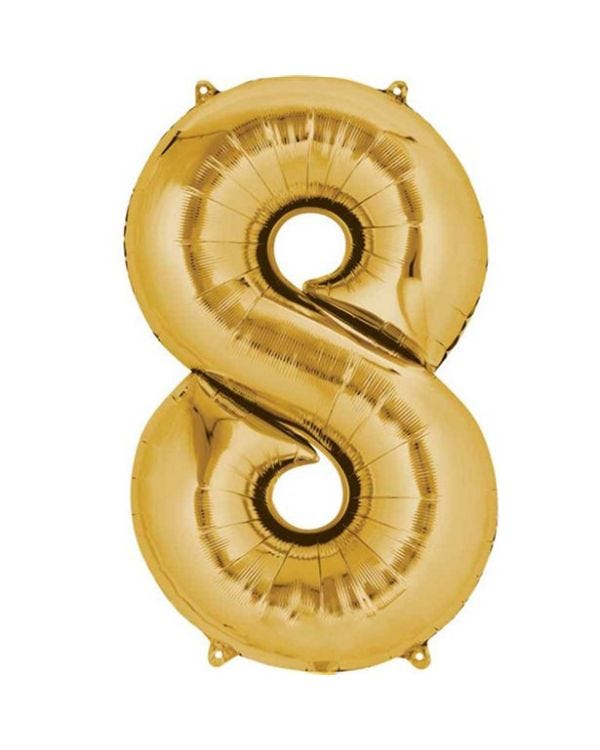 Gold Number 8 Balloon - 16&quot; Foil