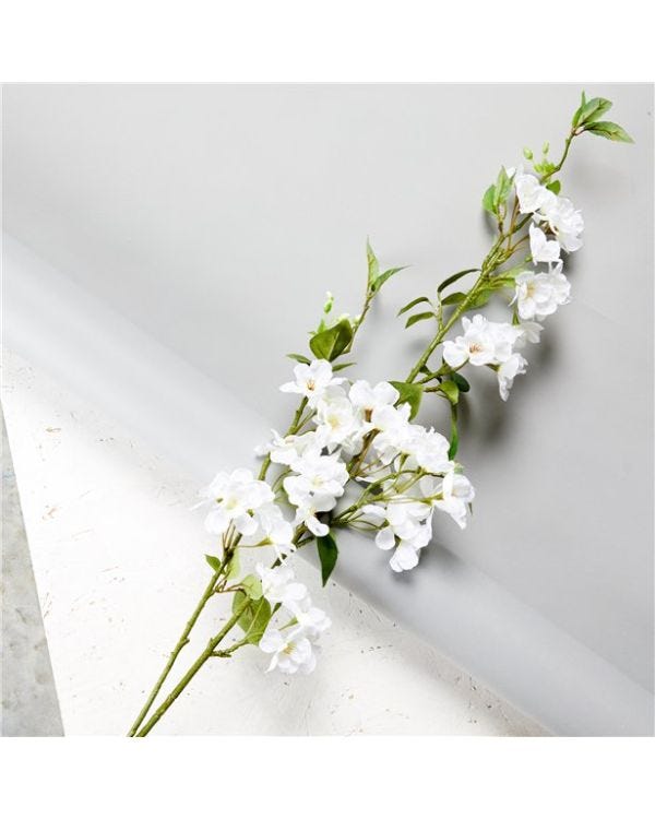 White Cherry Blossom Spray Decoration - 1.25m
