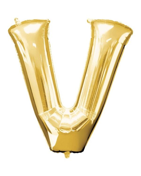 Gold Letter V Balloon - 16&quot; Foil