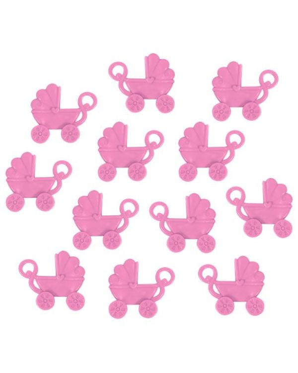 Baby Shower Favour Pink Pram Charms (12pk)