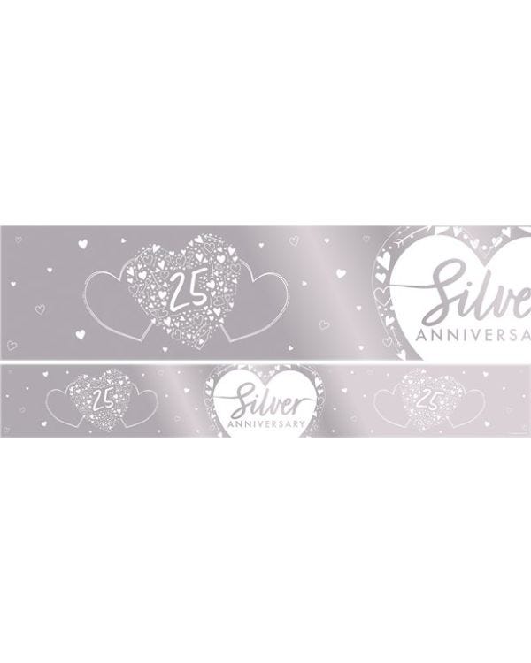 25th Silver Wedding Anniversary Foil Banner - 2.74m