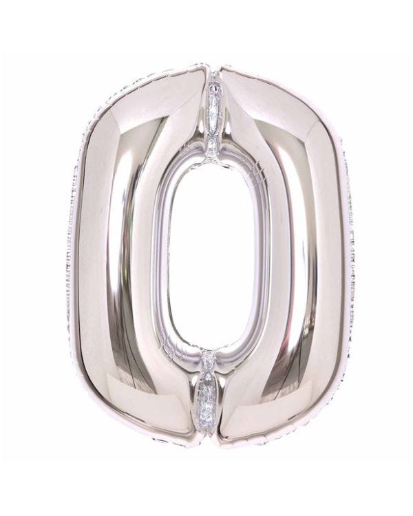 Number 0 Silver Foil Balloon - 34&quot;