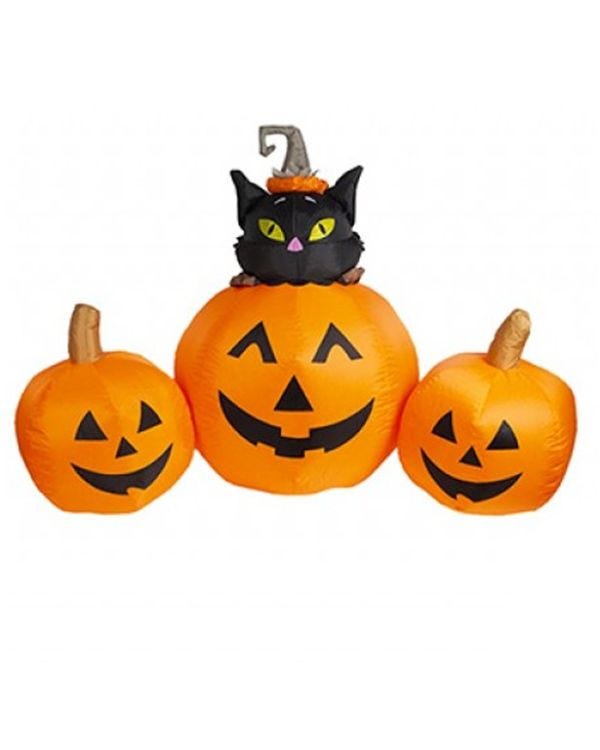 Pumpkins With Black Cat - 1.8m
