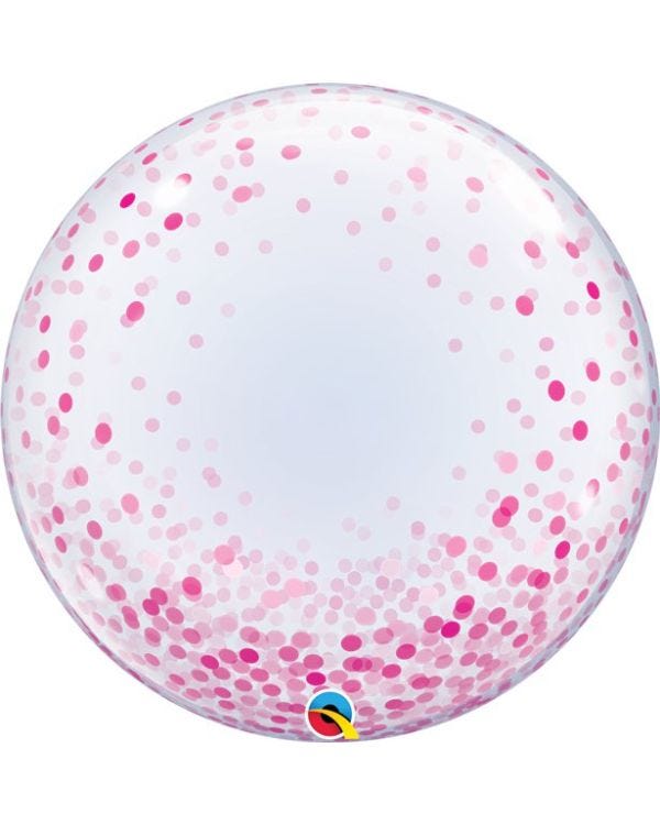 Pink Confetti Printed Bubble Balloon - 24&quot;
