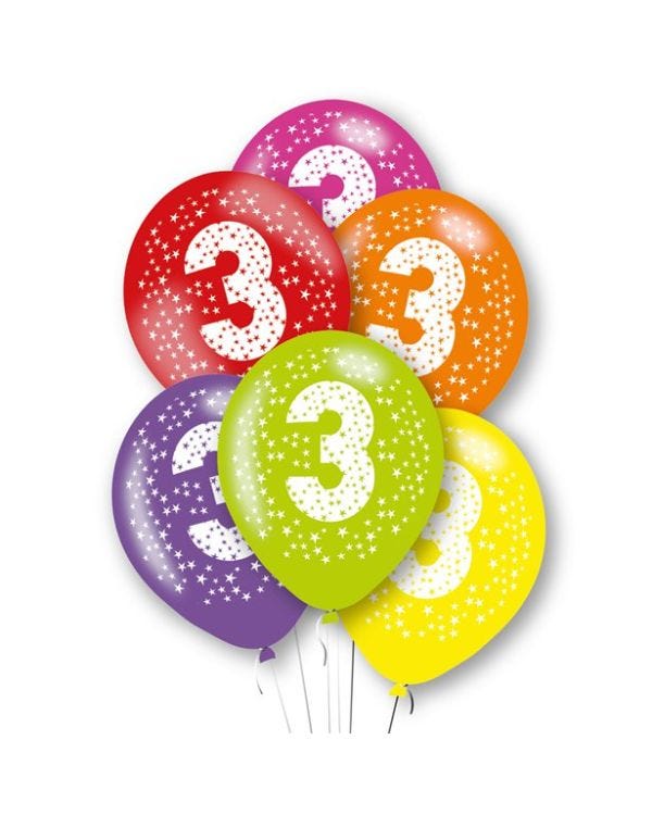 Age 3 Latex Balloons - 11&quot; (6pk)