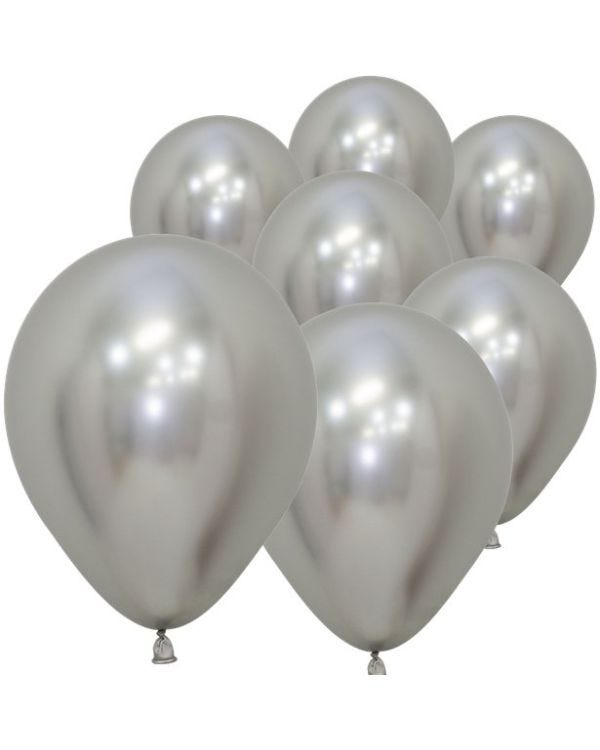 Silver Reflex Balloons - 5&quot; Latex (50pk)