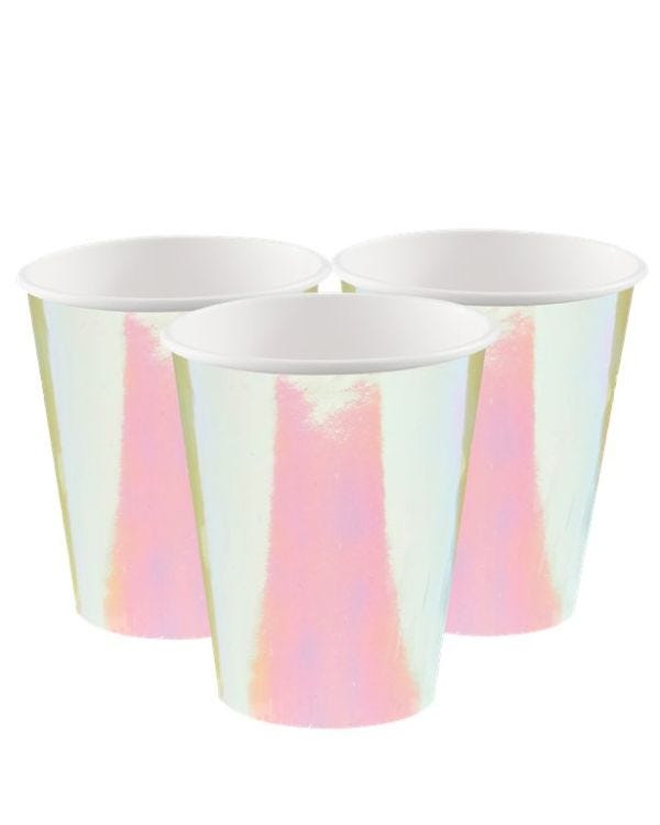 Girls Rule Iridescent Paper Party Cups - 250ml (8pk)