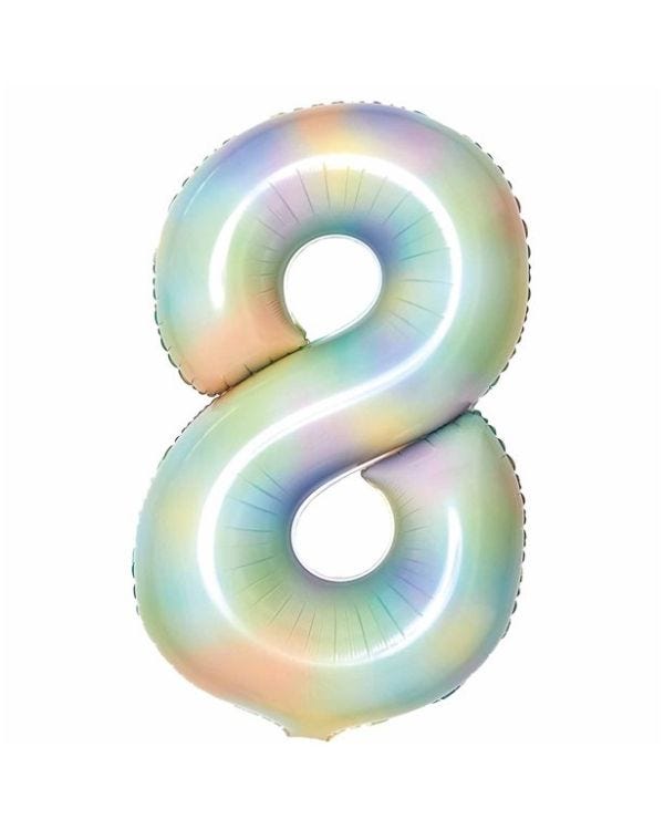 Number 8 Pastel Rainbow Foil Balloon - 34&quot;