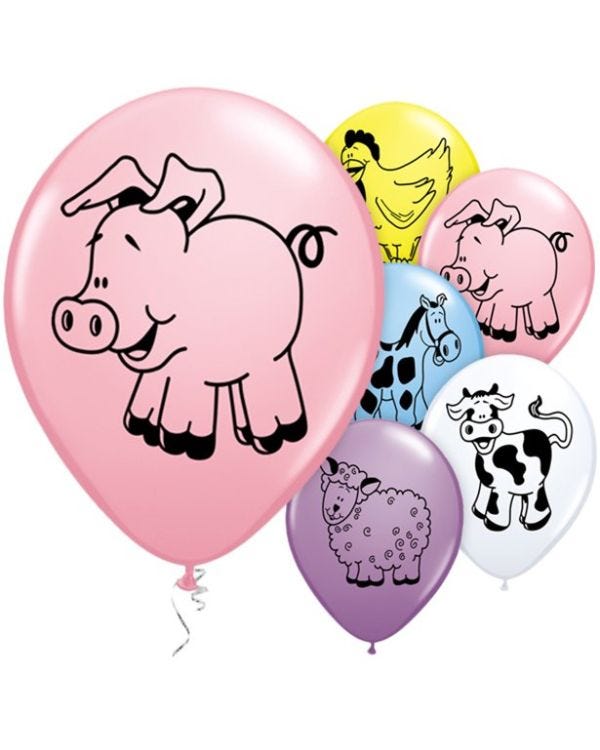 Farm Animal Balloons - 11&quot; Latex (25pk)