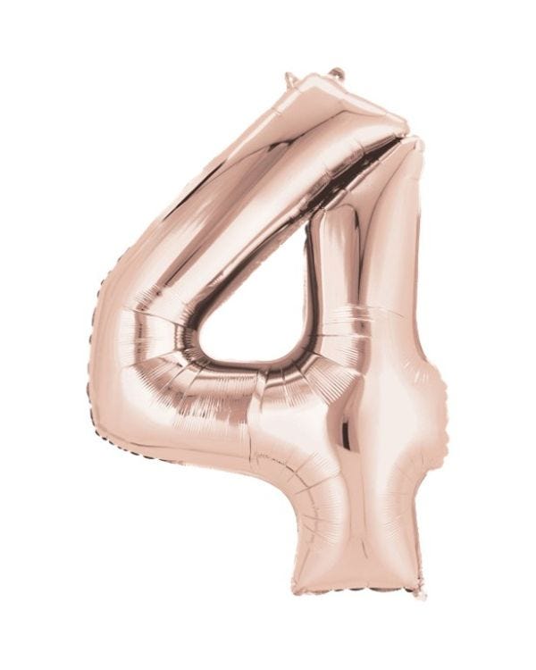 Number 4 Rose Gold Foil Balloon - 34&quot;