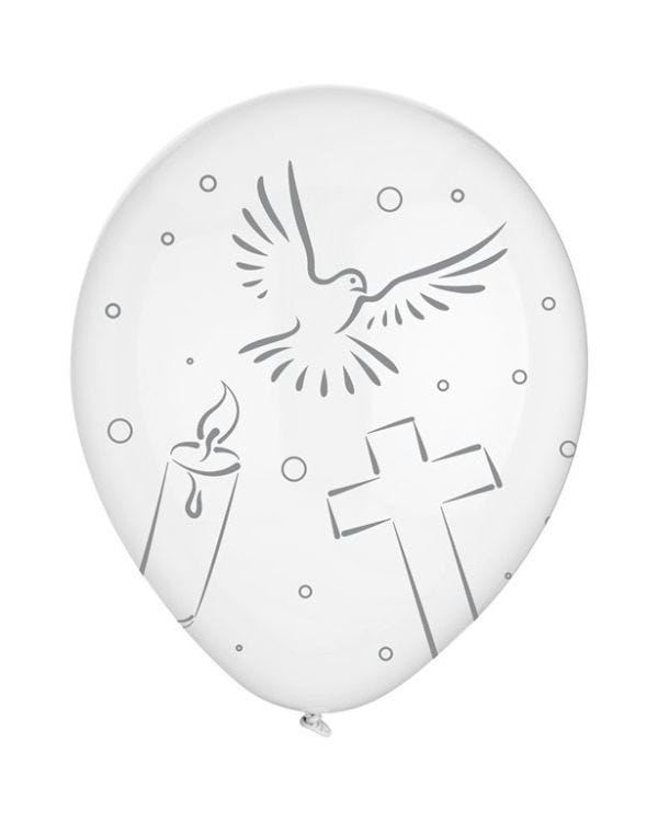Silver Holy Communion Latex Balloons - 12&quot; (8pk)