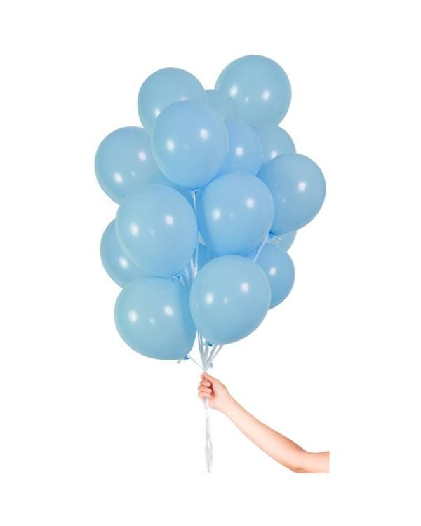 Light Blue Balloons with Ribbon - 9&quot; Latex (30pk)