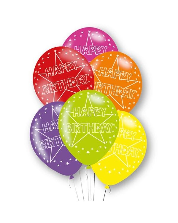 Happy Birthday Assorted Latex Balloons - 11&quot; (6pk)