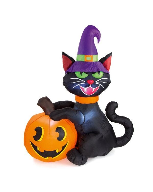 Black Cat &amp; Pumpkin Inflatable - 1.8m