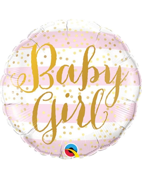Pink Stripes Baby Girl Balloon - 18&quot; Foil