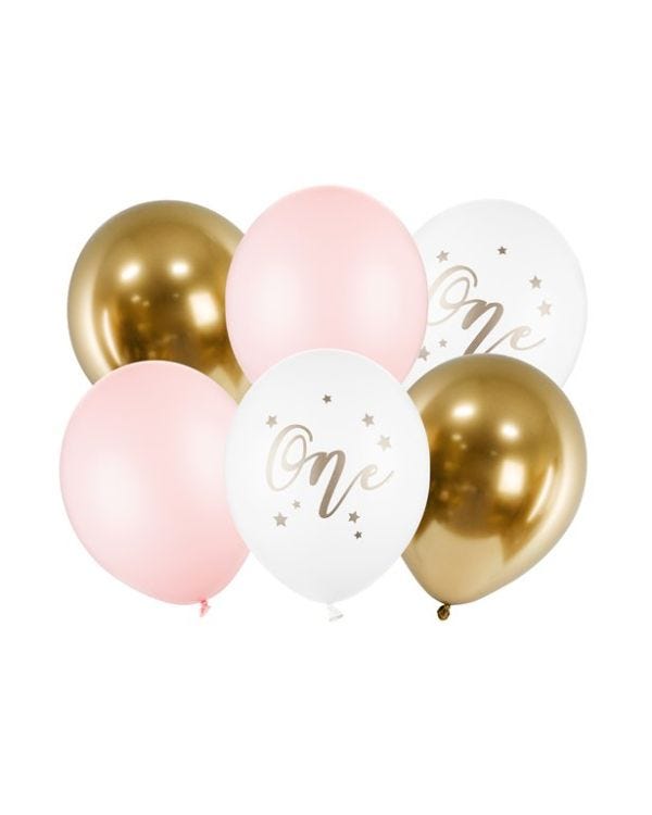 Pastel Pink Age 1 Balloon Bundle - 12&quot; Latex (6pk)