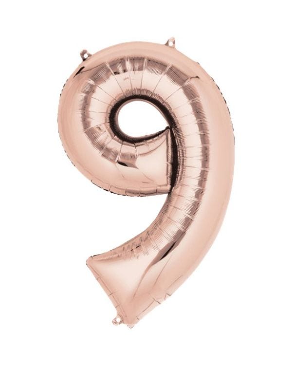 Number 9 Rose Gold Foil Balloon - 34&quot;