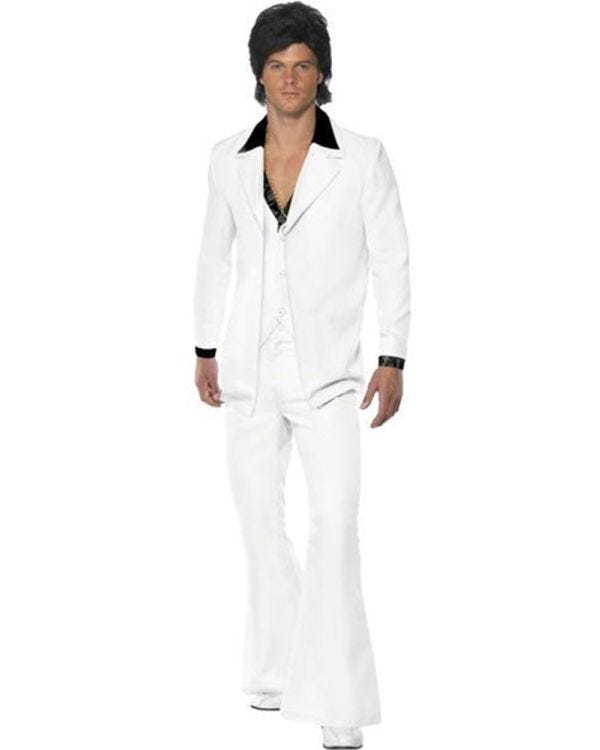 70&#039;s White Suit - Adult Costume