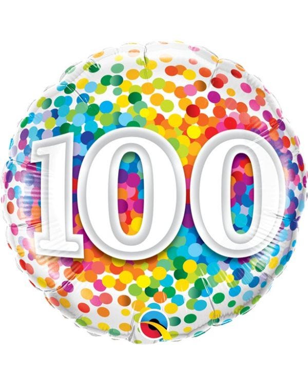 100th Birthday Rainbow Confetti Balloon - 18&quot; Foil