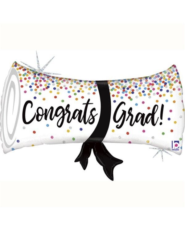 Graduation Confetti Diploma Foil Balloon - 31&quot;