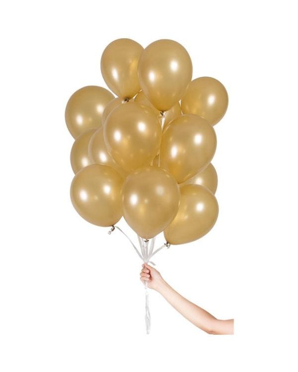 Gold Balloons with Ribbon - 9&quot; Latex (30pk)