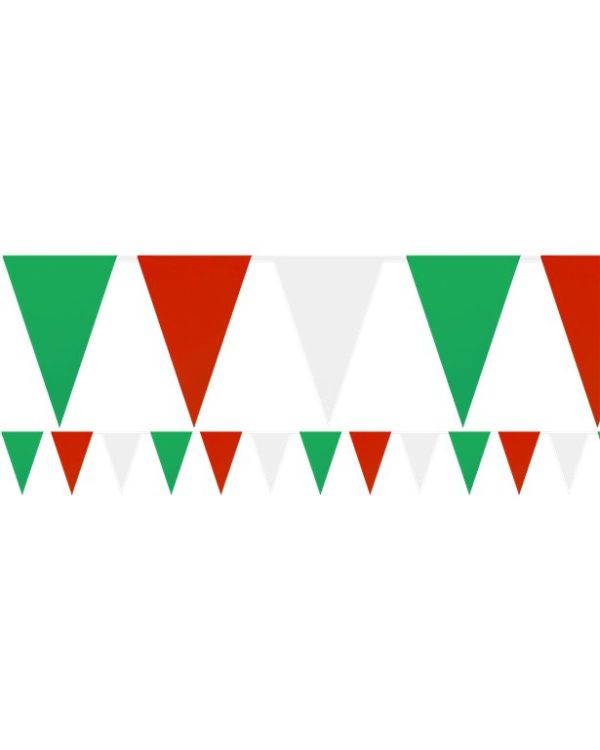 Red, White &amp; Green Plastic Bunting – 9m