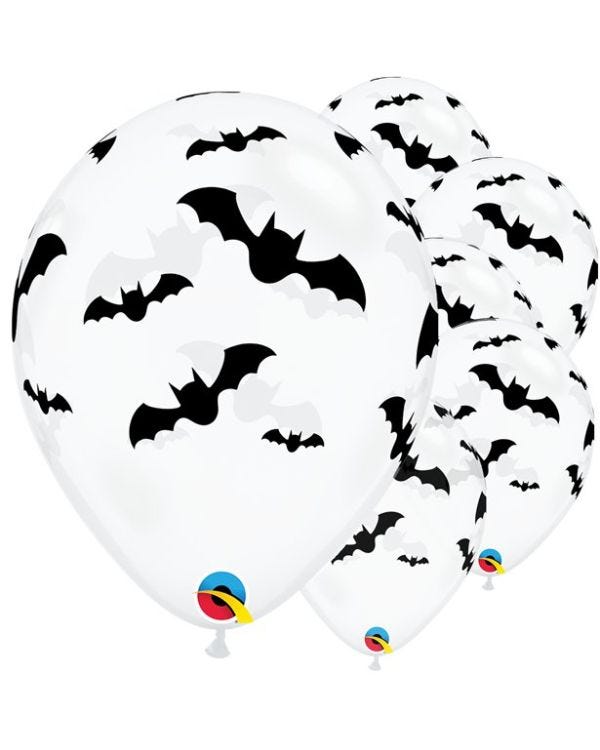 Clear Bat Print Balloons - 11&quot; Latex (6pk)