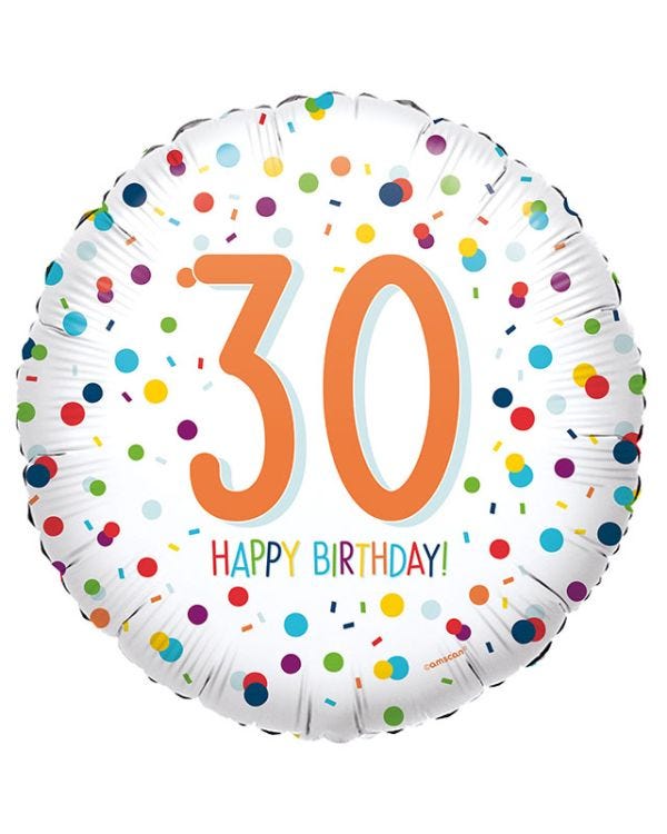 Confetti Birthday Age 30 Balloon - 18&quot; Foil