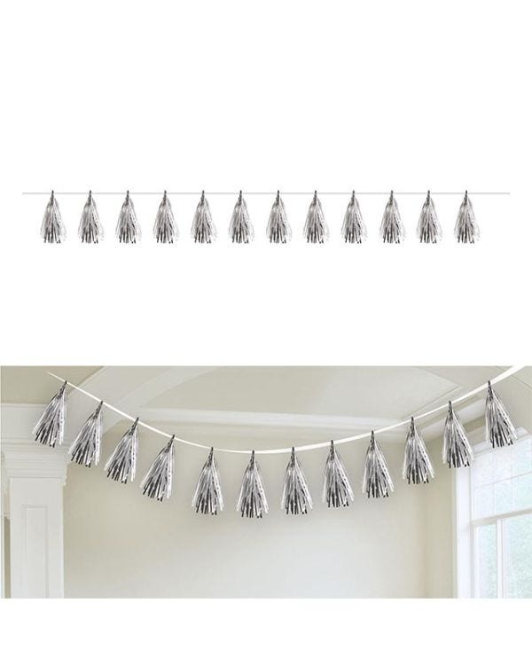 Silver Paper Tassel Decoration - 6m