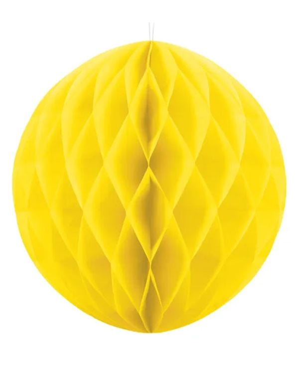 Yellow Honeycomb Ball Paper Decoration - 20cm