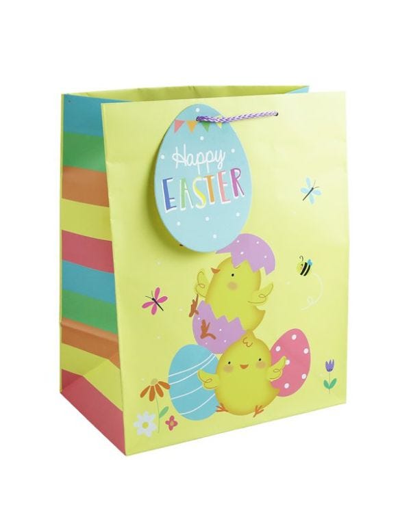 Easter Cute Chicks Large Gift Bag &amp; Tag